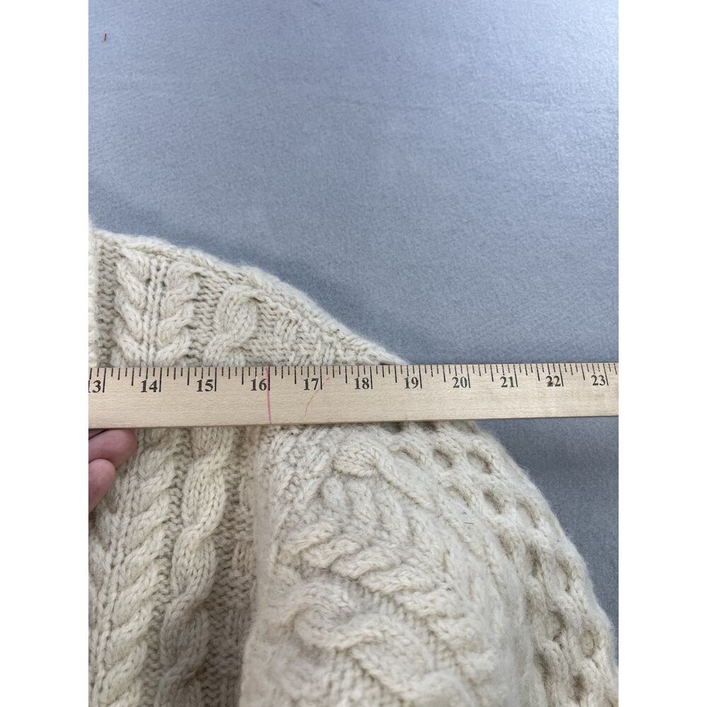 Carraig Donn Ireland Womens M 100% Wool Aran Cable Knit Cardigan Sweater Cream - Picture 11 of 13